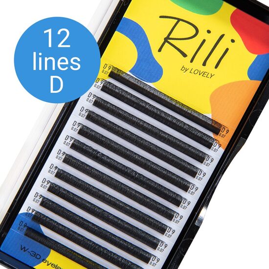 RILI BLACK by LOVELY, 12 lines, PREMADE FANS 3D, D